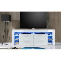 Sorrento Tall Lcd TV Stand In White Gloss With Blue LED Light