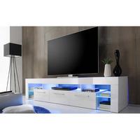 Sorrento Large TV Stand In White High Gloss With Blue LED Light
