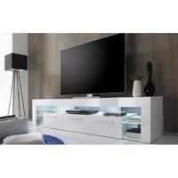 Sorrento Large TV Stand In White High Gloss With White LED Light