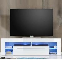 Sorrento Lowboard TV Stand In White High Gloss With Blue LED