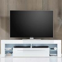 Sorrento Lowboard TV Stand In White High Gloss With White LED