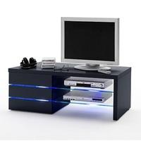 Sonia LCD TV Stand In Black Gloss And Glass Shelves With LED