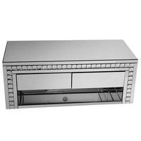 Solano Rectangular Mirrored Glass TV Stand With Drawers