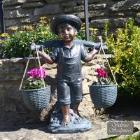 Solstice Bronze Effect Basket Boy Statue