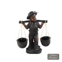 solstice bronze effect basket girl statue