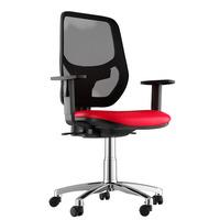 Sophia Faux Leather Chrome Base Task Chair Red 1D Adjustable Arms