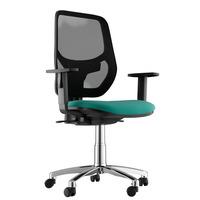 sophia fabric chrome base task chair dark green 2d adjustable arms