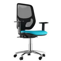 Sophia Faux Leather Chrome Base Task Chair Light Blue 1D Adjustable Arms
