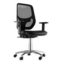 sophia faux leather chrome base task chair black 1d adjustable arms