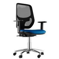 Sophia Faux Leather Chrome Base Task Chair Dark Blue 1D Adjustable Arms