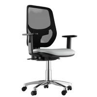 Sophia Faux Leather Chrome Base Task Chair Grey 1D Adjustable Arms