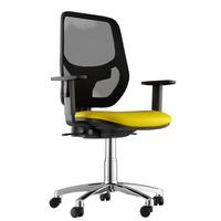 Sophia Faux Leather Chrome Base Task Chair Yellow 2D Adjustable Arms