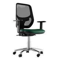 Sophia Faux Leather Chrome Base Task Chair Dark Green 2D Adjustable Arms