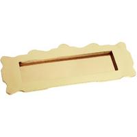 Solid Brass Scalloped Edge Letter Box 283x102mm