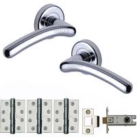 Sorrento Ico Round Rose Internal Door Pack Polished Chrome suitable for Fire Doors