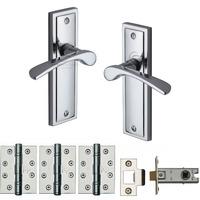 Sorrento Boston Lever Latch Internal Door Pack Polished Chrome suitable for Fire Doors