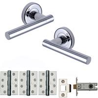 Sorrento Shuttle Round Rose Internal Door Pack Polished Chrome suitable for Fire Doors