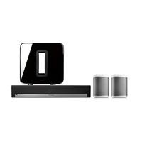 Sonos 5.1 Home Cinema System. System includes PLAYBAR SUB and 2 PLAY:1 White Speakers