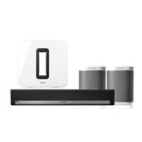 Sonos 5.1 Home Cinema System. System includes PLAYBAR White SUB and 2 PLAY:1 White Speakers