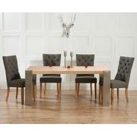 sorrento 180cm oak and metal extending dining table with antigua fabri ...