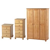 Sol 3 Door Wardrobe 5 Drawer Narrow Chest and Bedside Set
