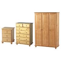 Sol 3 Door Wardrobe 2 and 5 Drawer Chest and Bedside Set