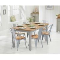 somerset 130cm oak and grey dining table with tolix industrial style o ...