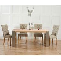 soho 180cm oak and metal extending dining table with anais fabric chai ...