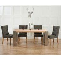 soho 180cm oak and metal extending dining table with safia fabric chai ...