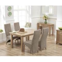 somerset 130cm oak dining table with henley fabric chairs