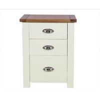 Somerset Oak and Cream Tall 3 Drawer Bedside Table