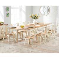 somerset 180cm oak and cream extending dining table with tolix industr ...