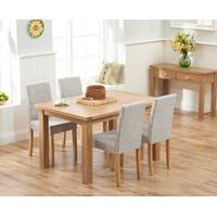 somerset 130cm oak dining table with grey mia fabric chairs