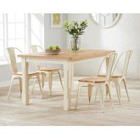 Somerset 130cm Oak and Cream Dining Table with Tolix Industrial Style Oak and Cream Dining Chairs