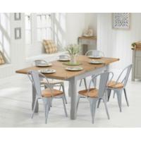 Somerset 130cm Oak and Grey Extending Dining Table with Tolix Industrial Style Oak and Grey Dining Chairs