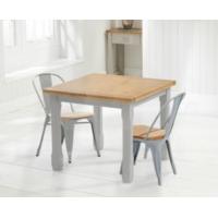 Somerset 90cm Oak and Grey Flip Top Dining Table with Tolix Industrial Style Oak and Grey Dining Chairs