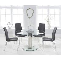 Sofia 120cm Round Glass Dining Table with Cavello Chairs