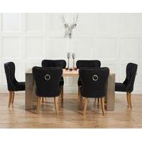 Soho 180cm Oak and Metal Extending Dining Table with Knightsbridge Fabric Chairs