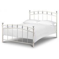 Sophina 135cm Metal Bed In Stone White Finish