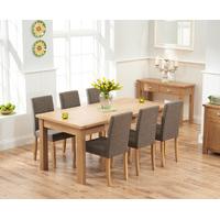 Somerset 180cm Oak Extending Dining Table with Brown Mia Fabric Chairs