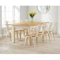 Somerset 130cm Oak and Cream Extending Dining Table with Tolix Industrial Style Oak and Cream Dining Chairs