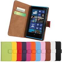 Solid Color Pattern Genuine Leather Full Body Case with Stand and Card Slot for Nokia Lumia 920