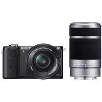 Sony Alpha A5000 Digital Camera with 16-50mm PZ + 55-210mm Lenses - Black