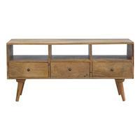 solid wood tv unit with 3 drawers and 3 compartments natural