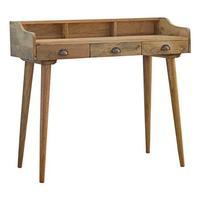 Solid Wood Nordic Desk with 3 Drawers, Natural