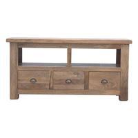 Solid Wood 3 Drawer TV Unit, Natural