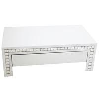 Solano White Glass Coffee Table With 1 Drawer