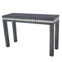 solano modern smoke glass console table with drawer