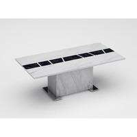 Sonati Marble Effect Coffee Table In White With Steel Base