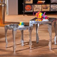 solta glossy silver finish set of 2 nesting tables